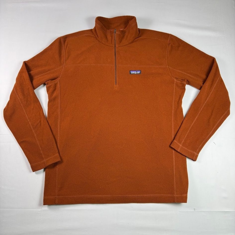 Patagonia Sweater Mens XL Orange Micro D 1/4 Zip Fleece Pullover Hiking 26176